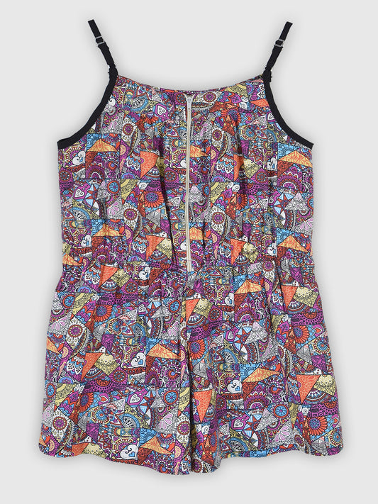 Girls Printed Rayon Romper