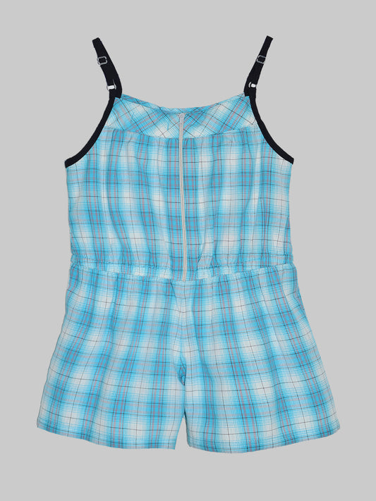Girls Checks Cotton Romper