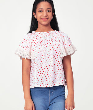Girls Polka Dotted Rayon Top
