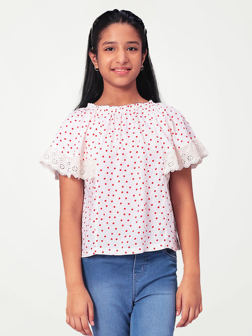 Girls Polka Dotted Rayon Top