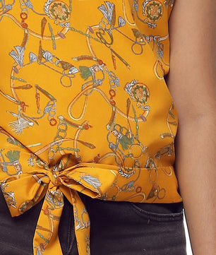 Girls Mustard Yellow Waist Tie Top