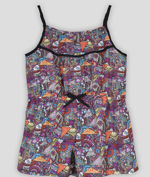 Girls Printed Rayon Romper