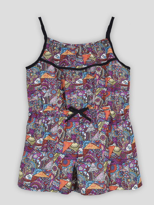 Girls Printed Rayon Romper
