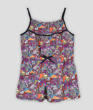 Girls Printed Rayon Romper