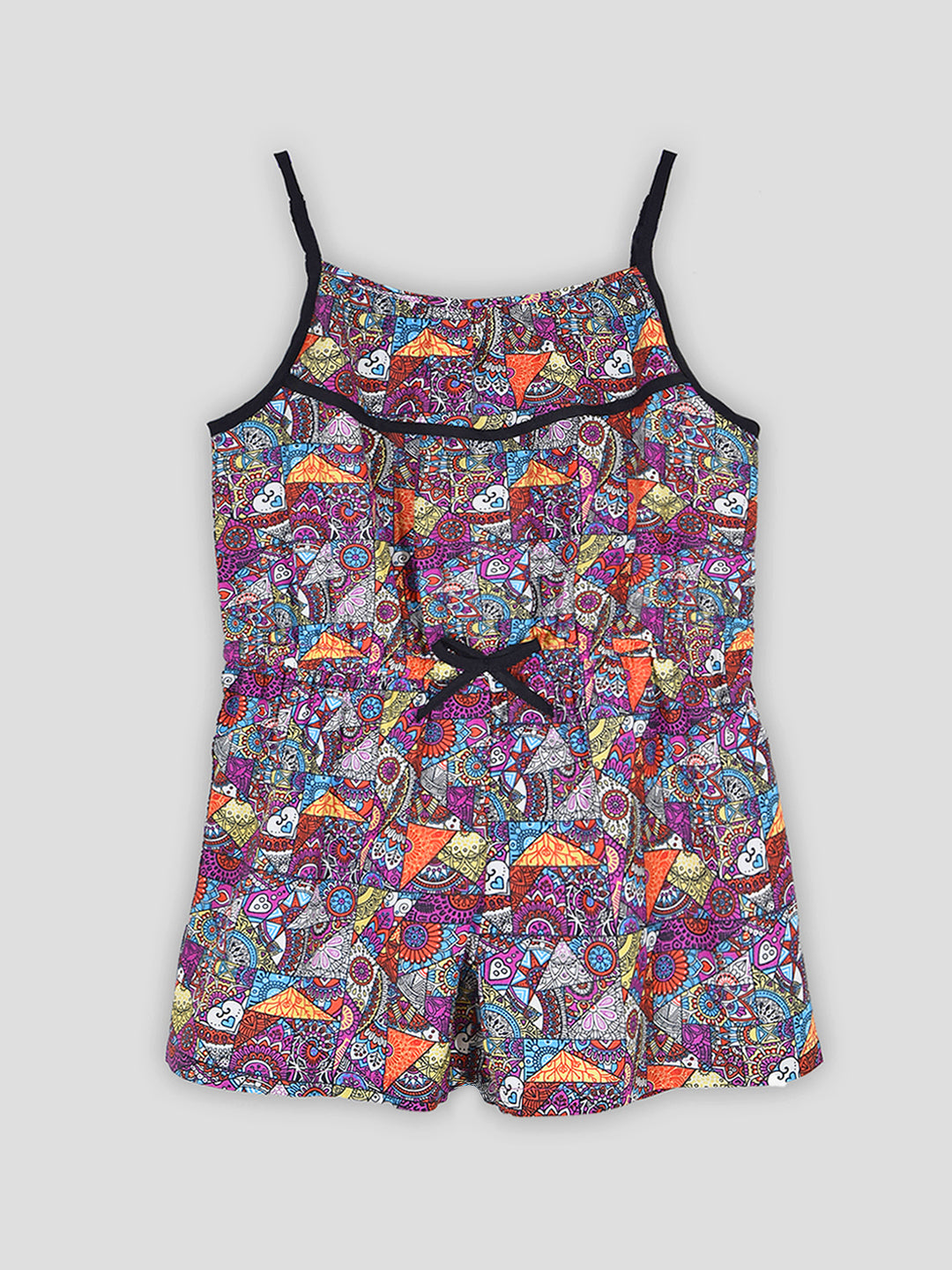 Girls Printed Rayon Romper