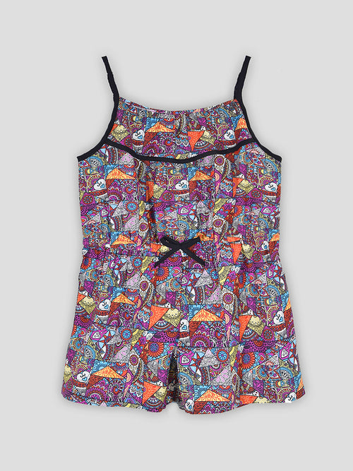 Girls Printed Rayon Romper