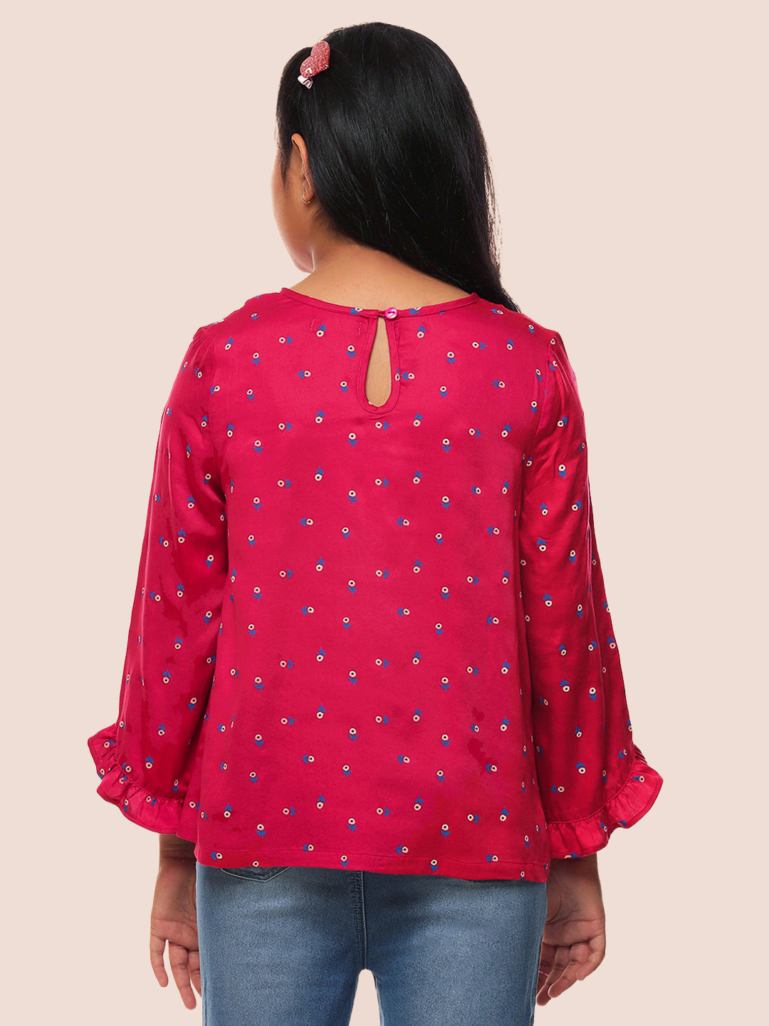 Girls Long Sleeves Rayon Top Maroon
