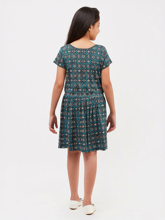 Girls Allover Print Jersey Dress