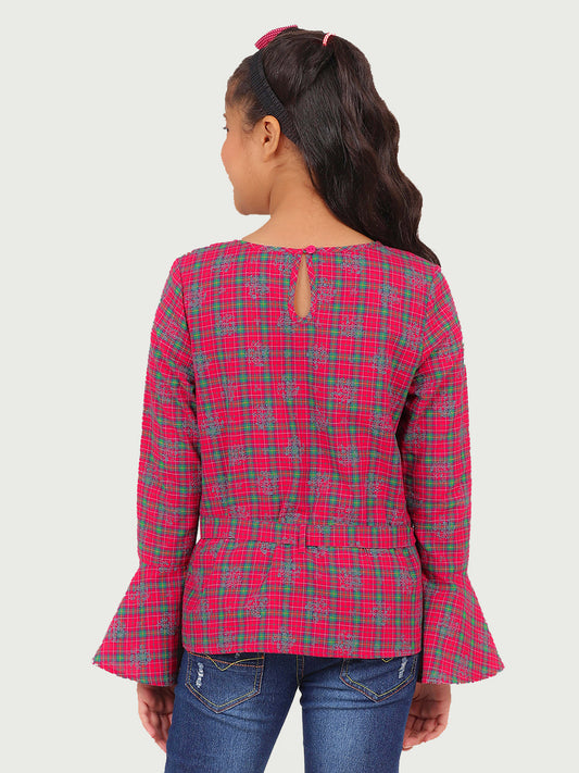 Girls Full Sleeves Top in Check