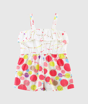 Girls Bubble Print Cotton Romper