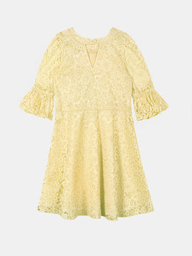 Girls Golden Lace Dress