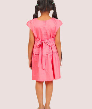 Girls Pink Cotton Satin Dress