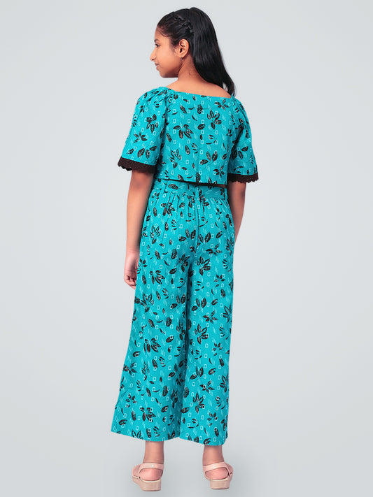 Girls Printed Cotton Top and Palazzo Set