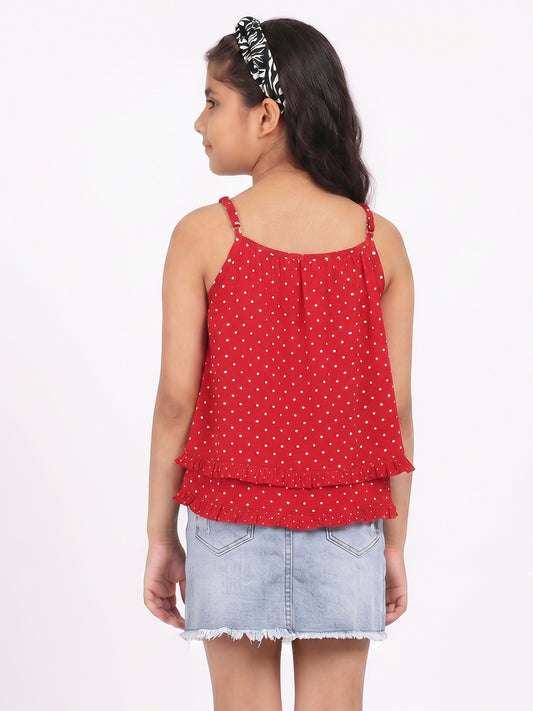 Girls Red Polka Dot Top