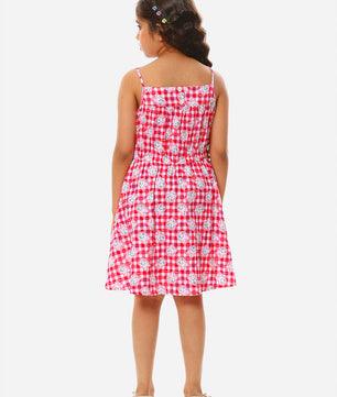 Girls Cat Print Cotton Dress