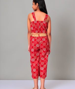 Girls Red Rayon Clothing Set