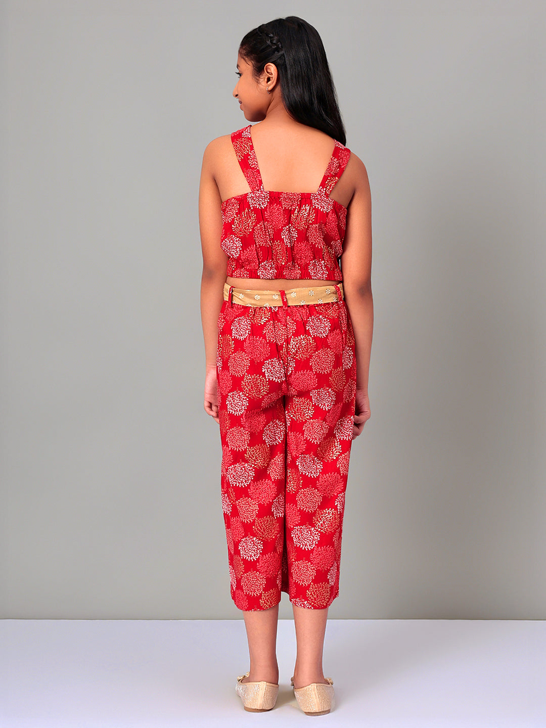 Girls Red Rayon Clothing Set