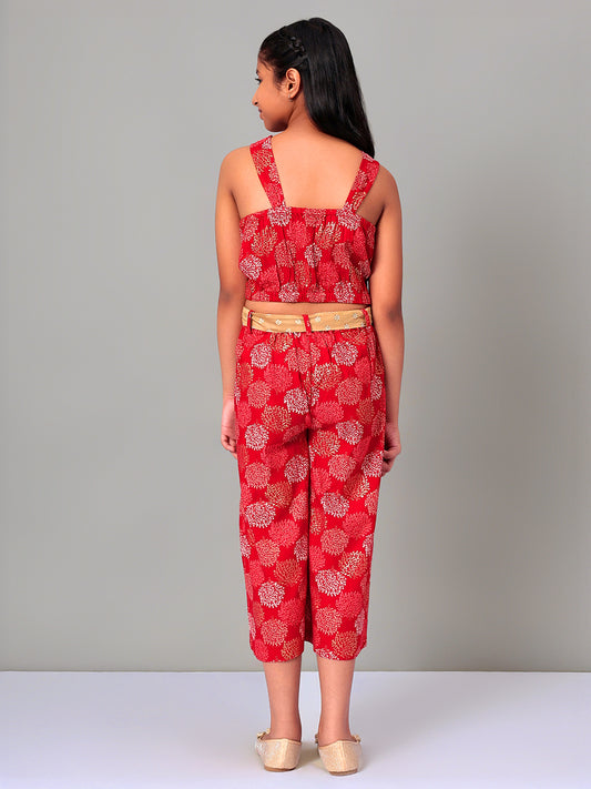 Girls Red Rayon Clothing Set