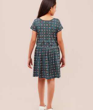 Girls Allover Print Jersey Dress