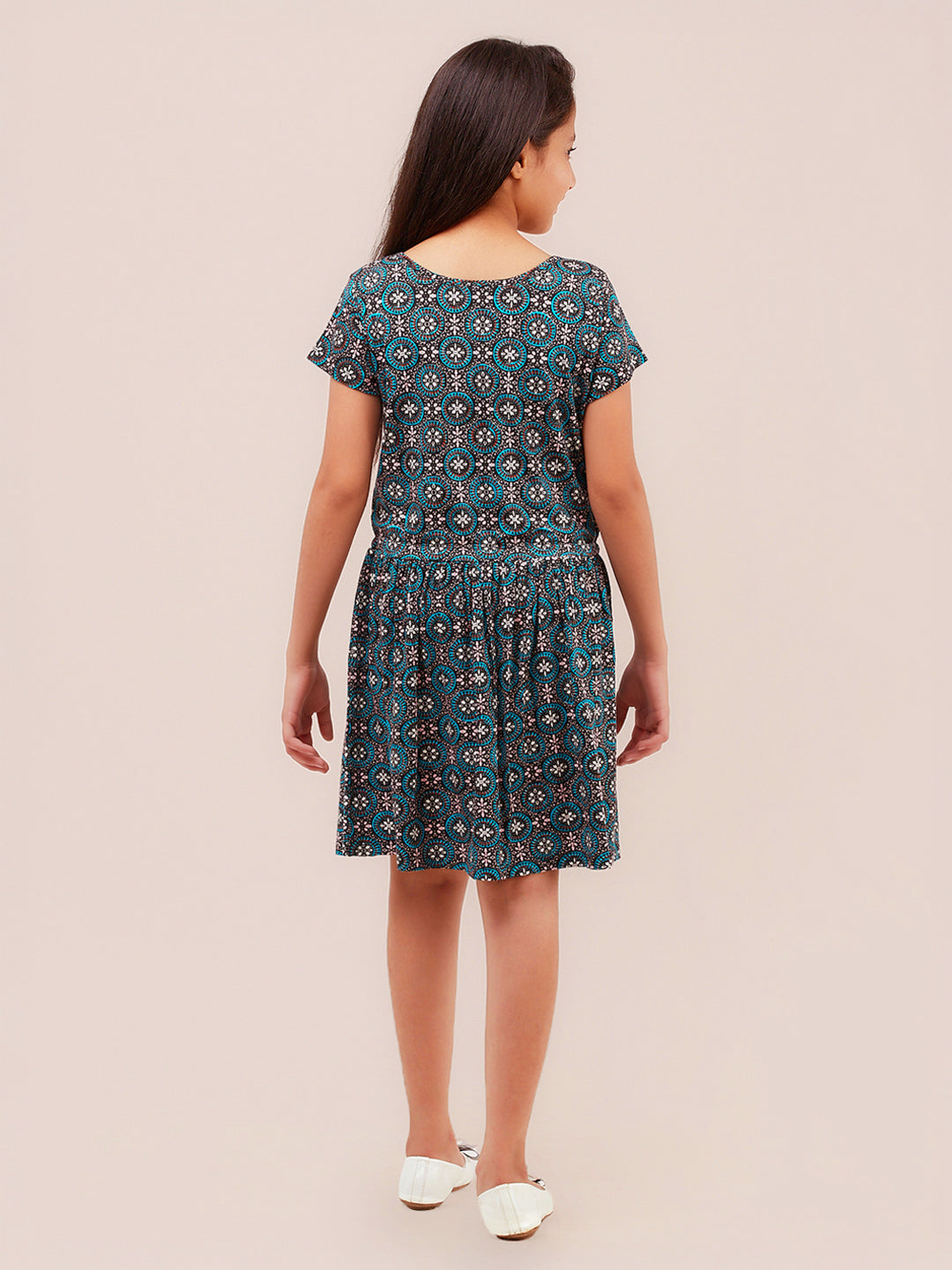 Girls Allover Print Jersey Dress