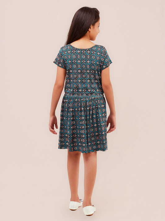 Girls Allover Print Jersey Dress