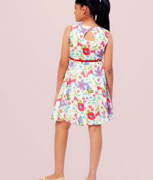 Girls Floral Print Cotton Dress