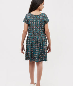 Girls Allover Print Jersey Dress