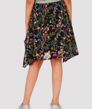 Girls Black Georgette Skirt