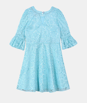 Girls Light Blue Lace Dress