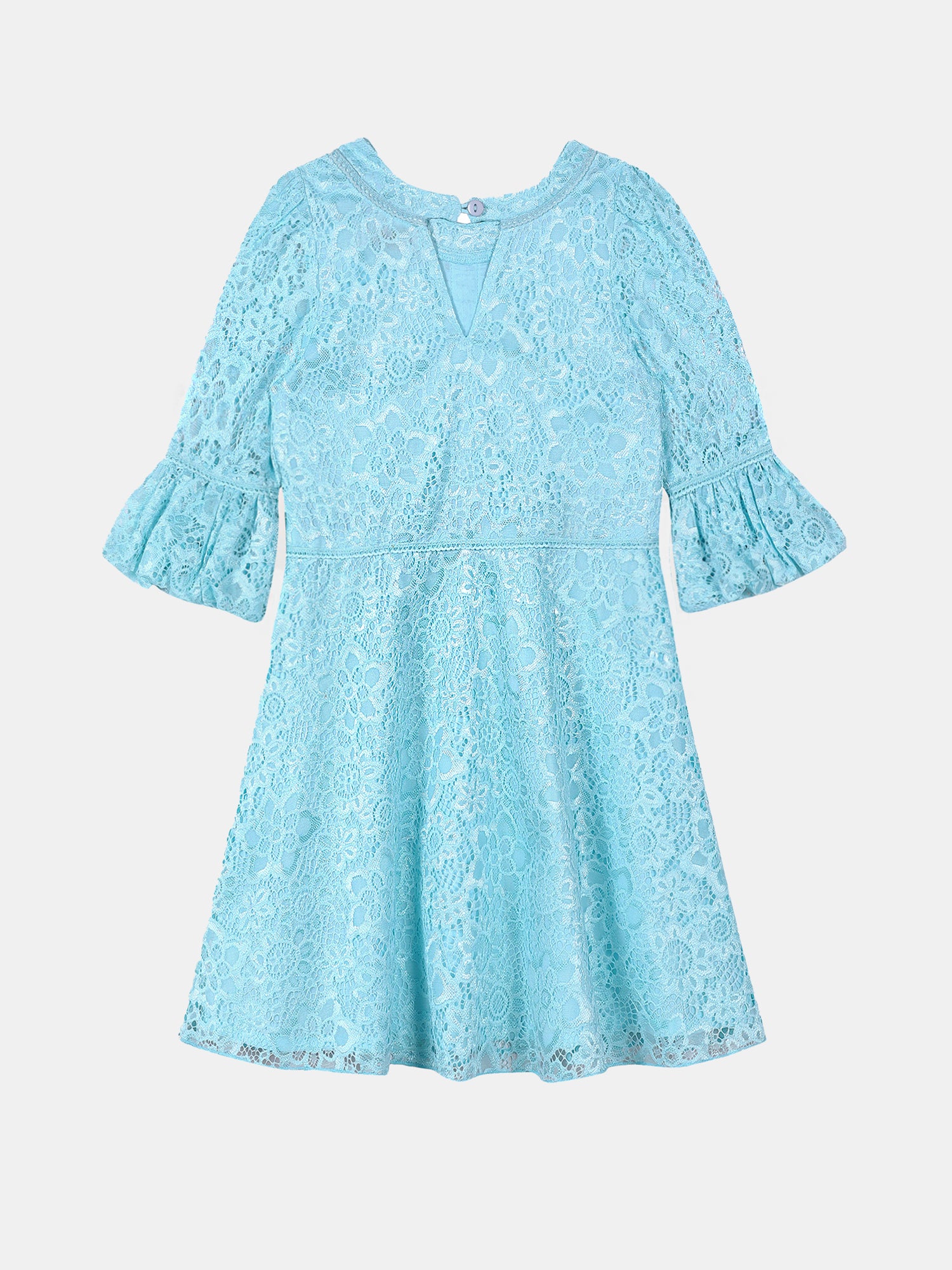 Girls Light Blue Lace Dress