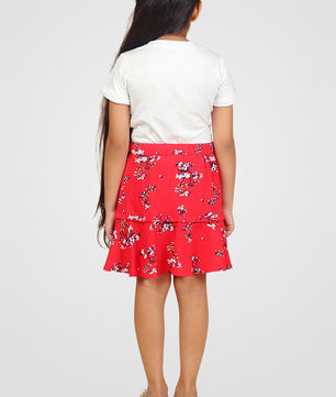 Girls Printed Rayon Flared Skirt