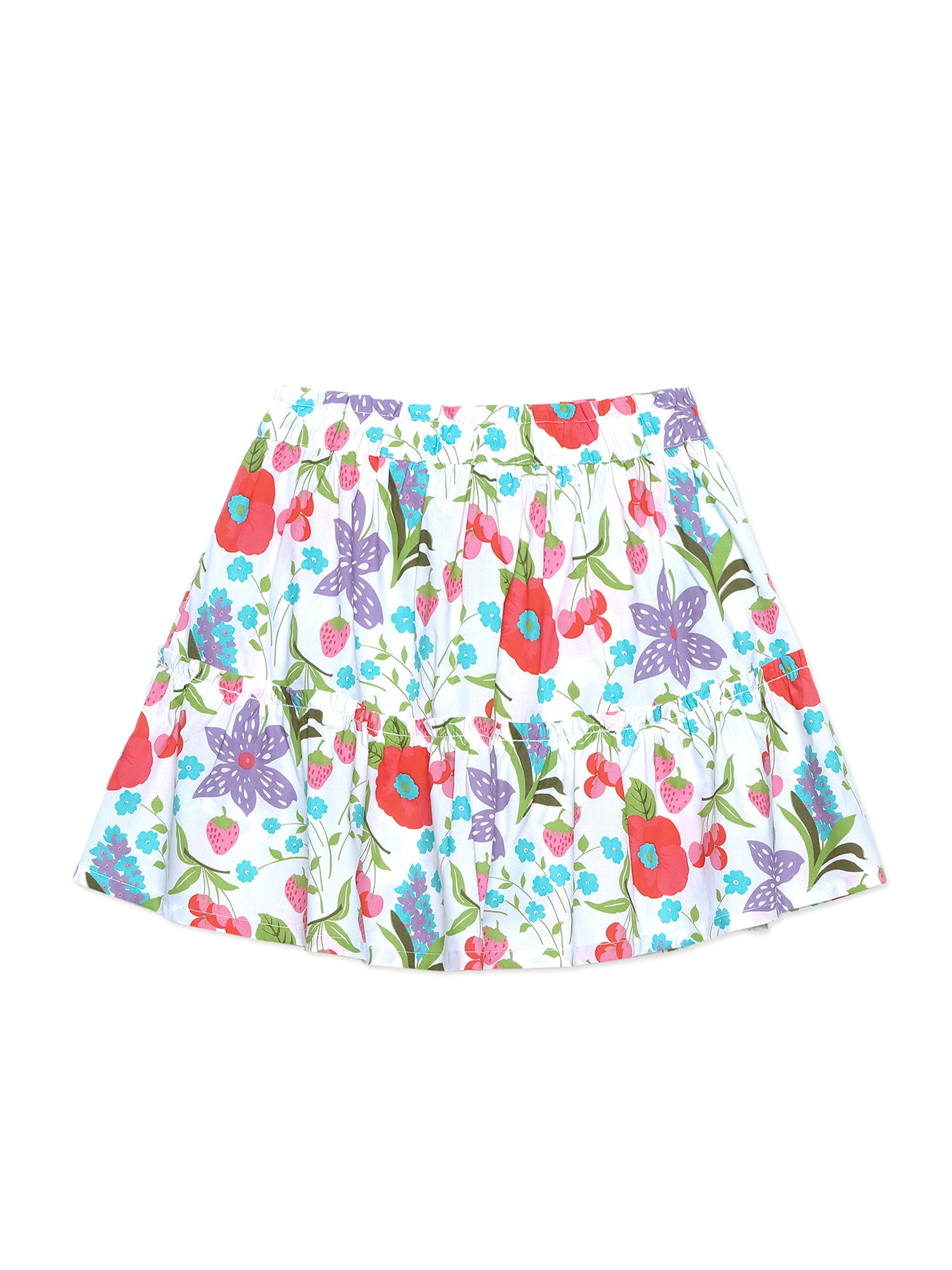 Girls Tiered Skirt in Printed Cotton