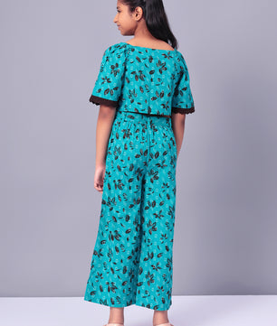 Girls Printed Cotton Top and Palazzo Set