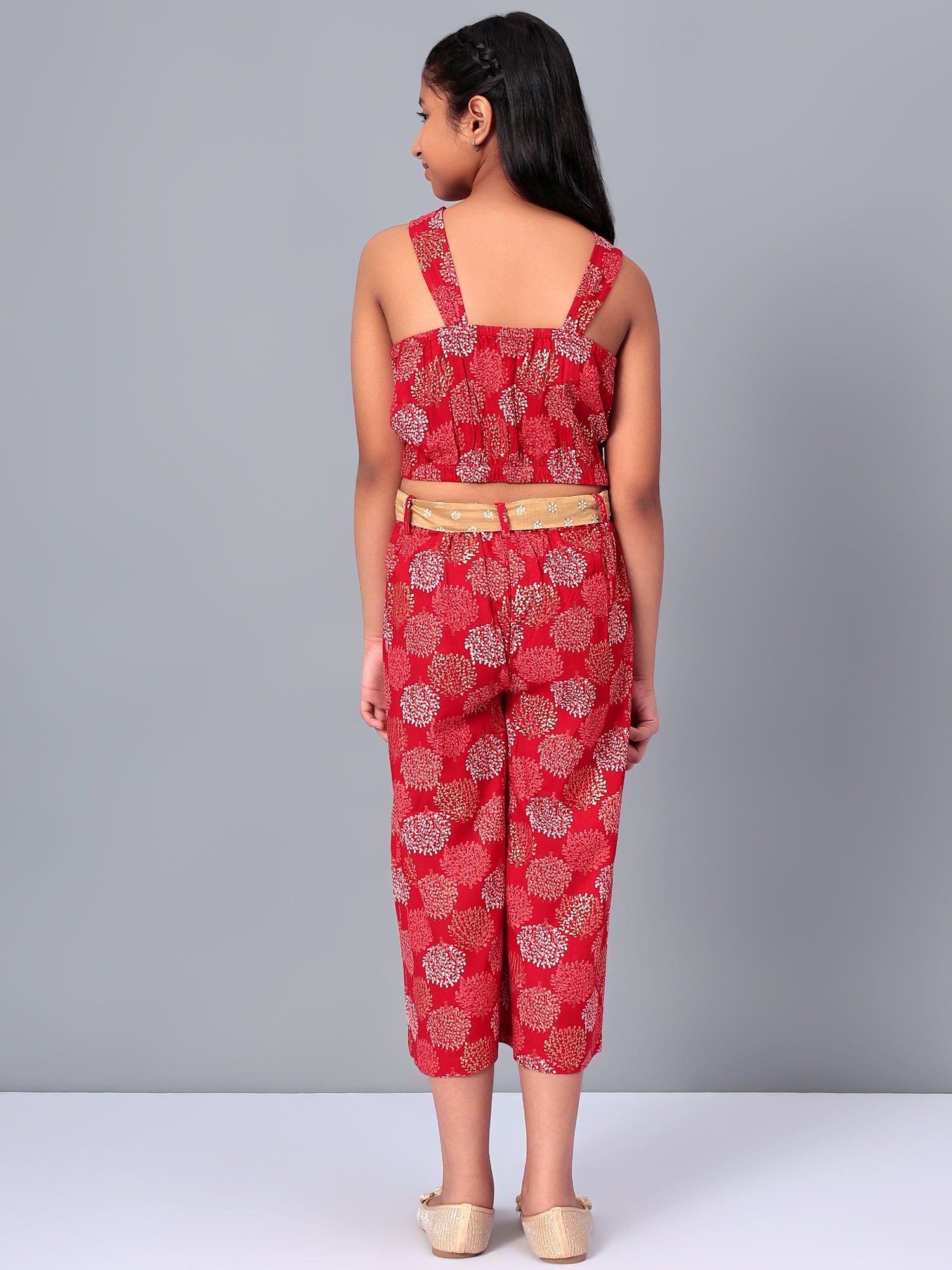 Girls Red Rayon Clothing Set