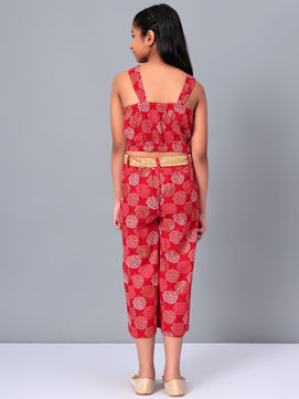 Girls Red Rayon Clothing Set