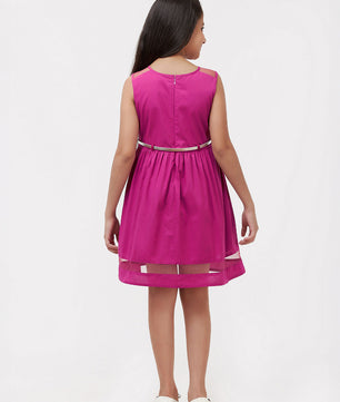 Girls Magenta Cotton Dress