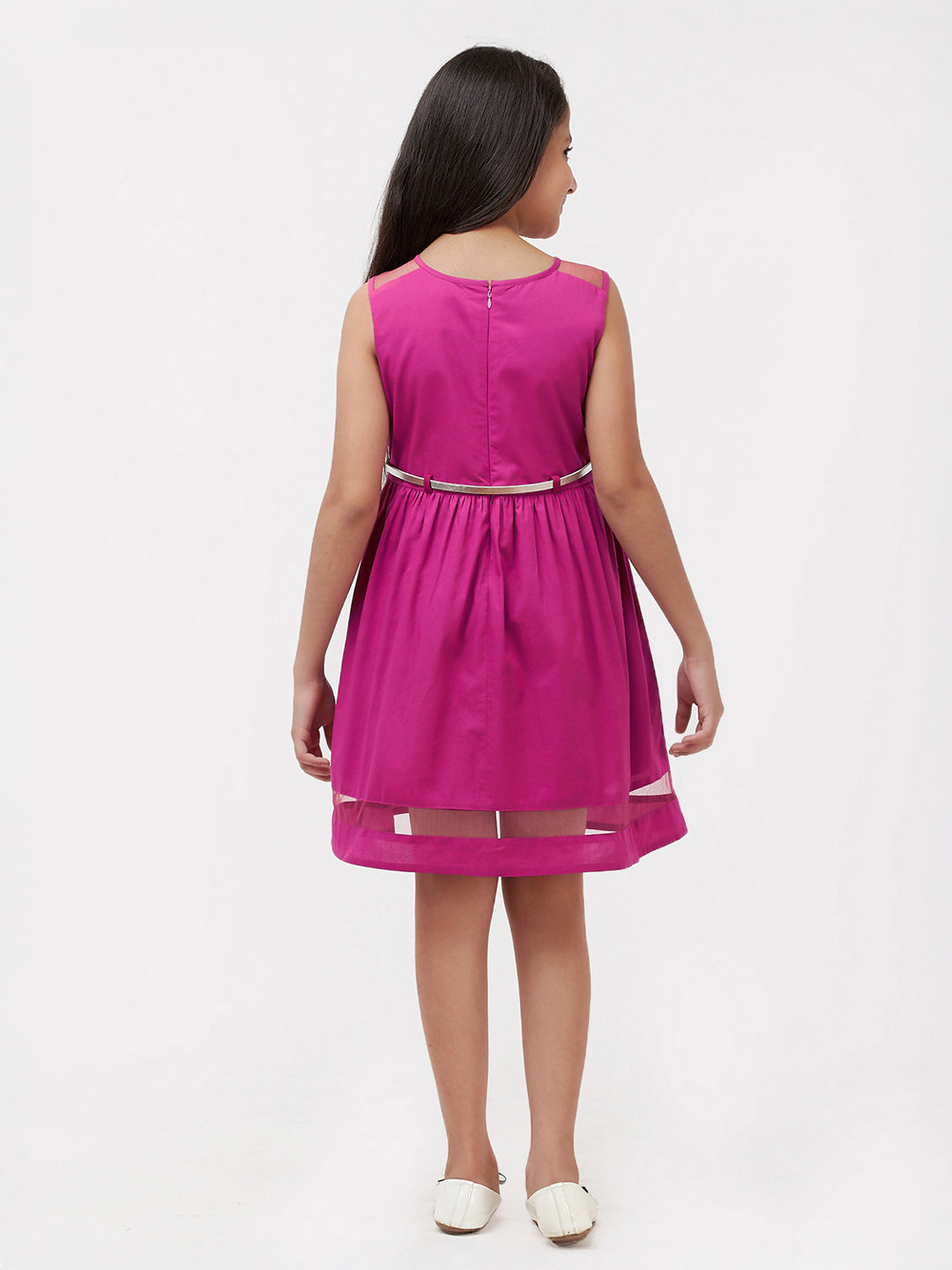 Girls Magenta Cotton Dress