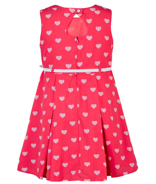Girls Hearts Print Coral Dress