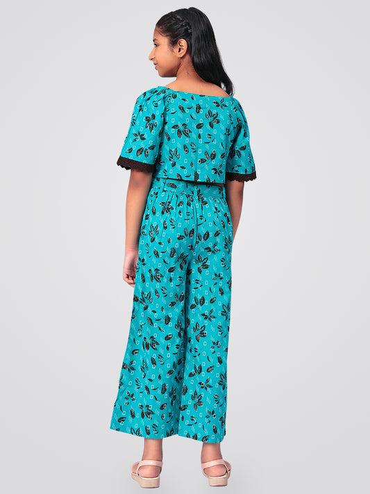 Girls Printed Cotton Top and Palazzo Set