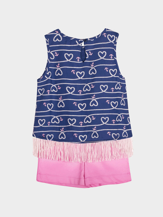 Girls Sailor Print Clothing Set
