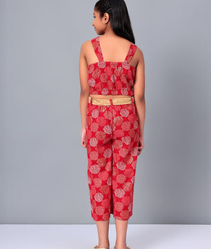 Girls Red Rayon Clothing Set