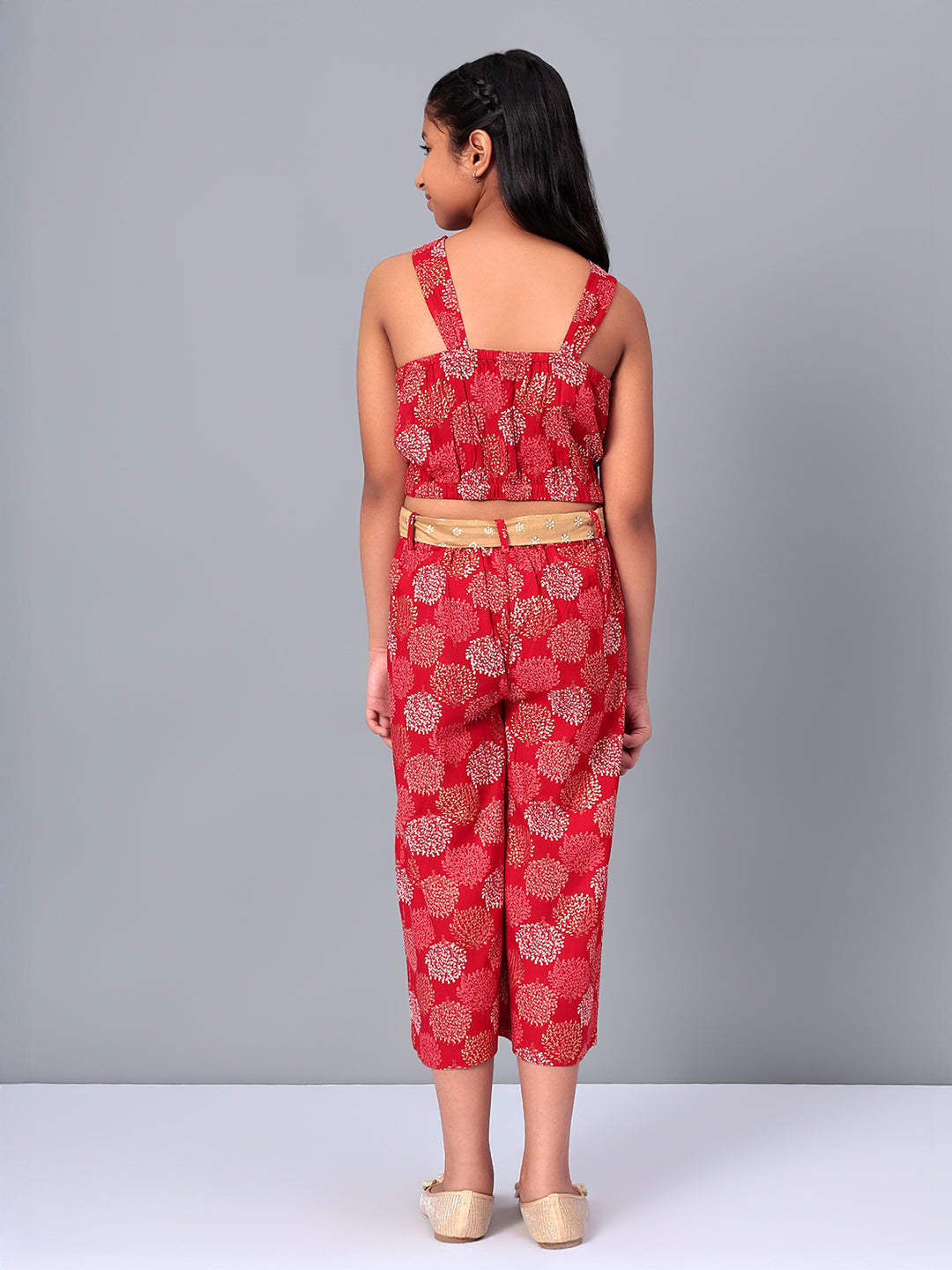 Girls Red Rayon Clothing Set