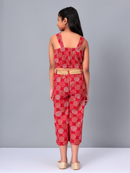 Girls Red Rayon Clothing Set