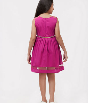 Girls Magenta Cotton Dress