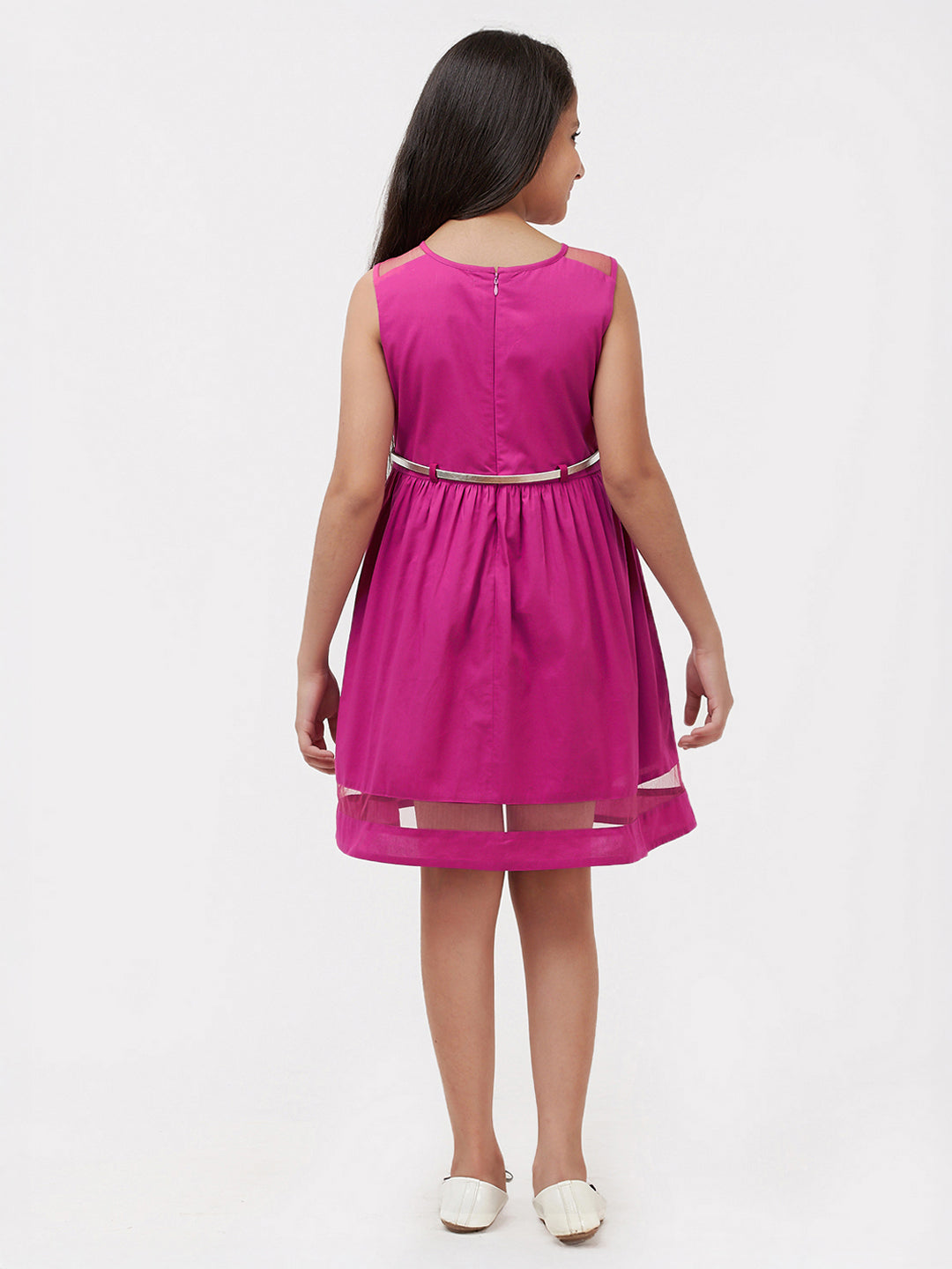 Girls Magenta Cotton Dress