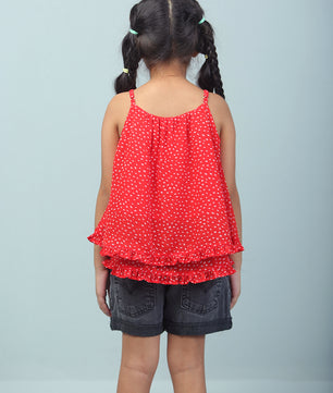 Girls Red Polka Dot Top