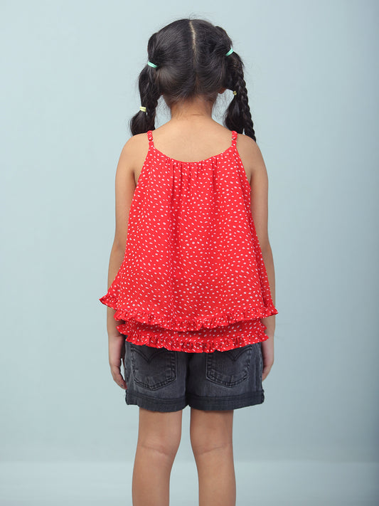 Girls Red Polka Dot Top