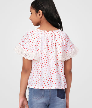 Girls Polka Dotted Rayon Top