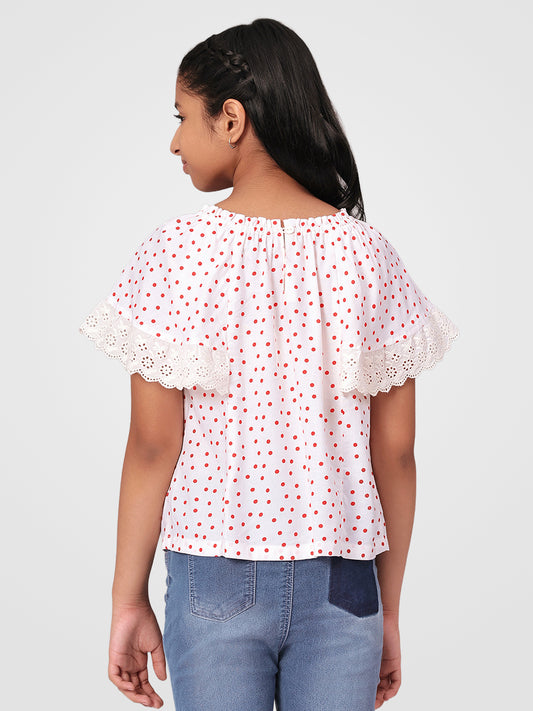 Girls Polka Dotted Rayon Top