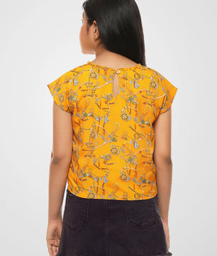 Girls Mustard Yellow Waist Tie Top